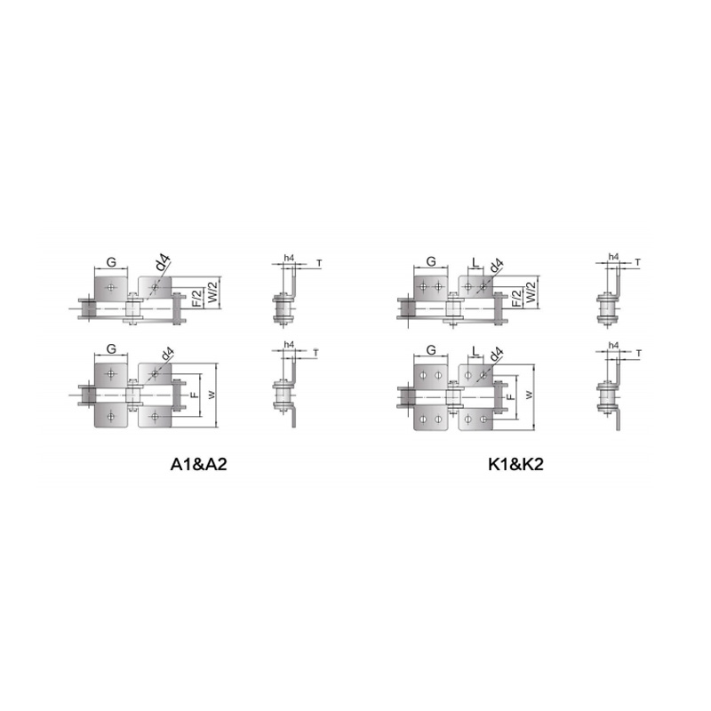 Double pitch conveyor Chain with attachment